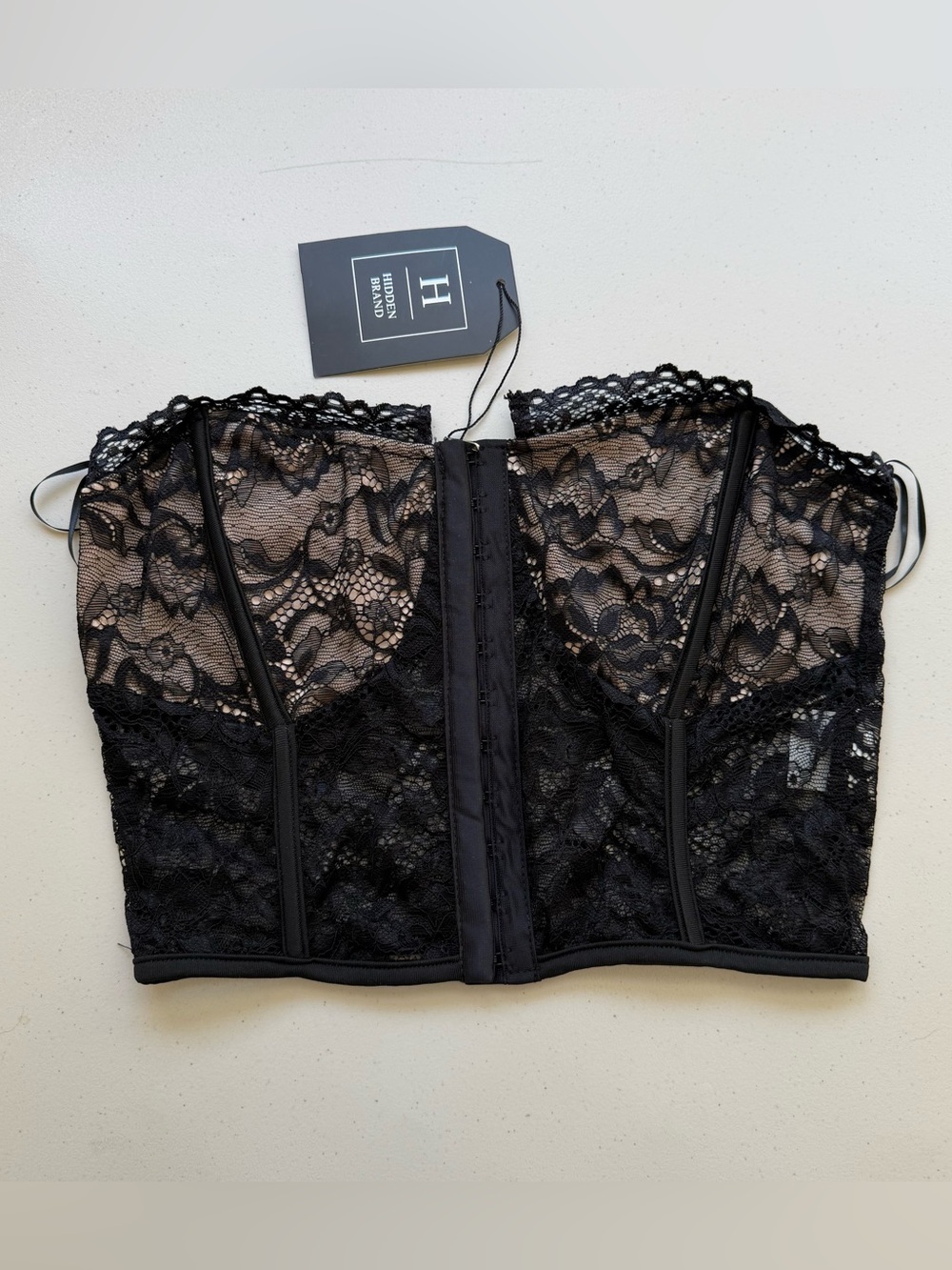 Hidden Brand Small Black Lace Bustier Corset Top
